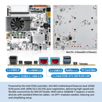 Placa base CWWK M6 NAS con CPU N150, LAN 10GbE RJ45, 6 bahías, Mini ITX, placa principal para PC, M15 DDR5, 3 ranuras NVMe, placa de servidor USB-C