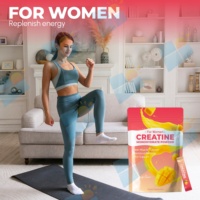 Sachets individuels de poudre de créatine monohydrate et de collagène pour femmes, marque privée OEM/ODM, pour un regain d'énergie et un soutien cutané