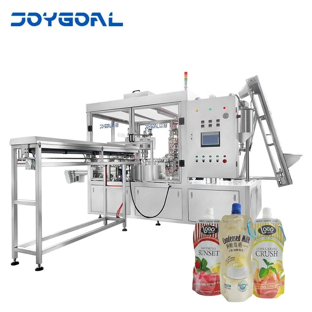 doypack filling and capping machine for liquids   pouch filling and tier capping machine   pre made spout pouch filling machine