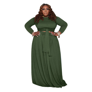 Vêtements pour femmes surdimensionnés européens et américains d'automne et d'hiver de haute qualité avec jupe décontractée de poche ensemble deux pièces - Product Image 2