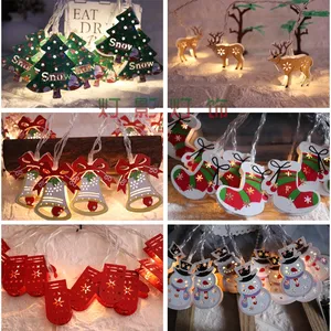 Luci <span class=keywords><strong>LED</strong></span> Natalizie a Stringa con Campanelle Dipinte, Renne e Pupazzi di Neve, Impermeabili e Ricaricabili - Product Image 2
