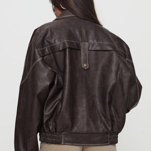 Veste décontractée en cuir PU pour femme, tendance mode urbaine, nouvelle collection printemps, avec poches, du fabricant OEM - Product Image 6
