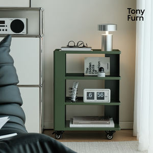 โต๊ะข้างโซฟา, รถเข็นขนาดเล็ก, โต๊ะกาแฟขนาดเล็กสไตล์ครีม, ตู้เก็บของเคลื่อนย้ายได้พร้อมล้อ - Product Image 6