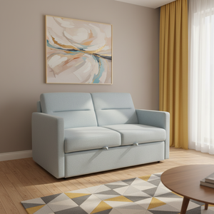 Canapé-lit mural transformable moderne en tissu lin, pliable, pour bureau modulaire en métal - Product Image 1