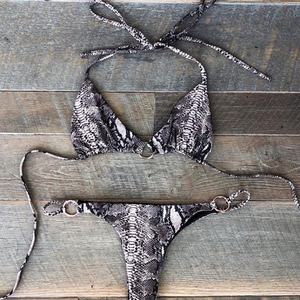 Traje de Baño Sexy de Una Pieza con Logo Personalizado, Bikini Halter, Color Sólido, Estampado de Puntos, Tanga en V, Micro Bra - Product Image 3