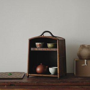 Boîte à thé portative en bambou Xiangfei, boîte de rangement pour ustensiles à thé, abri pour le thé, coffret à thé en bambou - Product Image 3