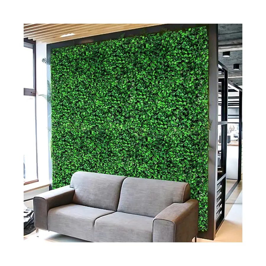 P6-3 Green Leaves Backdrop Artificial Plant Panel Faux Grass Wall for Vertical Garden Wall Decor