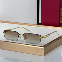 Lunettes de soleil rectangulaires sans monture style Hip Hop Punk, verres foncés UV400, design rétro Y2K, pour femmes stylées, idéales pour le street style.