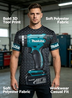 T-shirt décontracté à manches courtes pour homme, col rond, imprimé 3D motif outils mécaniques, nouveau modèle transfrontalier européen et américain