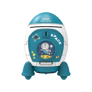 Children&#39;s creativity space rocket shape piggy bank astronaut simple piggy bank gift toys rocket ship toy