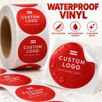 Pembuat Label Produk Desain Pribadi Stiker Vinyl Bulat Tahan Air Perekat Sendiri Gulungan Kertas Cetak Kustom Logo Stiker Label