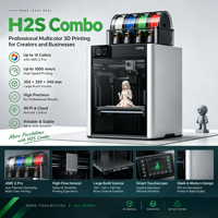 Imprimante 3D professionnelle multi-matériaux AMS Bamboo H2S Combo débloquée, version mondiale, haute vitesse, CoreXY FDM, usage commercial