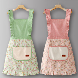 2023 nuovo simpatico stile principessa in cotone bavaglino da cucina abiti da lavoro con cinturino da donna per uso domestico tela invernale celebrità Internet - Product Image 2