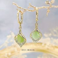 Pendientes de Moda con Forma Geométrica, Pendientes de Ópalo, Plata S925, Pendientes Largos para Mujeres y Niñas