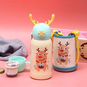 Wholesale 600ml Cute Cartoon Portable Outside Children 316 Stainless Steel Vacuum Flask School Water Bottle for <b>Kids</b> With Straw - Product Image 3