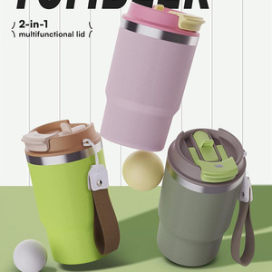 Seaygift <span class=keywords><strong>Amazon</strong></span> nouveau chaud 16oz double paroi en acier inoxydable tasses isolées garder au froid chaud gobelet tasse à café avec poignée corde - Product Image 1