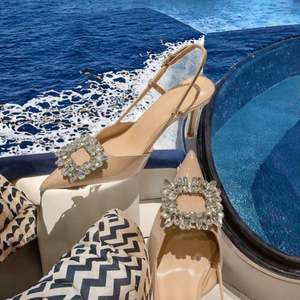 Sandales à talons hauts en fourrure colorées pour femmes, chaussures d'été pour femmes - Product Image 3