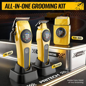 Tondeuse à cheveux PRITECH personnalisée avec moteur vectoriel, corps métallique, haute vitesse, ensemble de tondeuses professionnelles pour hommes, salon de coiffure - Product Image 1