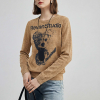 Pull-over en tricot personnalisé pour femme avec motif chameau et lettres imprimées, à manches longues, décontracté, vente en gros, fabricant de tricots