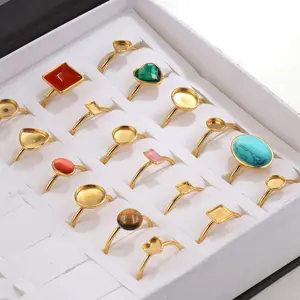 10 pièces/sac acier inoxydable couleur préservation polissage anneau reste bricolage Pinto anneau Surface four or incrusté perle ouvert accessoires
