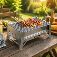 Barbecue portable de haute qualité au charbon de bois, démontable, en acier inoxydable 304 de qualité alimentaire, pliable, pour la maison et le camping
