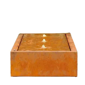 Mesa de agua artística para jardín, cascada de agua, jardín, corten, de acero