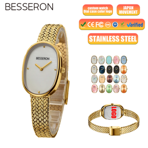 <span class=keywords><strong>Orologio</strong></span> da <span class=keywords><strong>Donna</strong></span> Personalizzabile Ovale di Lusso <span class=keywords><strong>in</strong></span> Acciaio Inossidabile al Quarzo con Placcatura <span class=keywords><strong>in</strong></span> <span class=keywords><strong>Oro</strong></span> 18K - Product Image 2