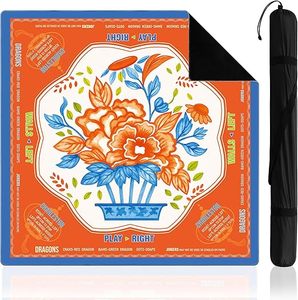 Tapete de Mahjong Americano Soulchen Moderno y Lujoso en Naranja y Azul, 31.5x31.5, Antideslizante, Reductor de Ruido, Sin Arrugas, con Bolsa de Transporte, para Póker 4 - Product Image 1