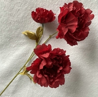 Fleurs artificielles bon marché 3 têtes fleurs de pivoine en soie pour décoration de mariage