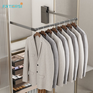 Tringle de penderie escamotable silencieuse avec système de rail à double <span class=keywords><strong>amortisseur</strong></span>, capacité 15 kg, fixation latérale pour armoire sur mesure et dressing - Product Image 4