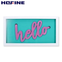 HOFINE HOFINE Hot Sala HELLO Tableau mural décoratif encadré en verre vert et rose pour la maison