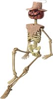 Squelette de citrouille d'Halloween en plastique de 16 pouces, décoratif, effrayant, accessoires pour maison hantée, articulations mobiles, corps entier, pour jardin et cour, taille adulte
