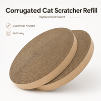 Griffoir et lit pour chat en carton ondulé rond écologique avec noyau de remplacement en forme de bol, emballé en carton