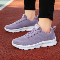 Chaussures de sport respirantes en maille pour femmes, printemps et automne, chaussures de fitness, de marche, décontractées, légères, en tricot, pour étudiantes, chaussures de course