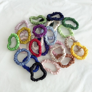 10Pcs/Lot Women Silky Satin Skinny Elastic Hair Band Solid Color
