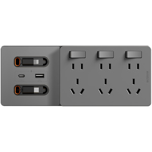 86 Type Expansion <b>Socket</b> With Switch 3 Ac Outlets Usb C Port Fast Charging Wall Mounted Power Strip Safety Design - Product Image 1