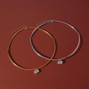 Collana con Ciondolo Rettangolare in Zirconia J&D Jewelry, Placcata in Oro 18K, Acciaio Inossidabile Impermeabile, <span class=keywords><strong>Girocollo</strong></span> per Donne, Ideale per Feste - Product Image 6