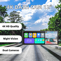 12 pouces 4K 2160P Dash Cam voiture DVR GPS WIFI FM Radio AUX rétroviseur pour Android CarPlay Auto Stream Drive enregistreur caméra