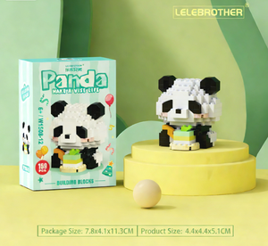 Panda mangeur <span class=keywords><strong>de</strong></span> pastèque en plastique ABS – Blocs <span class=keywords><strong>de</strong></span> construction micro – 160 mini-briques – Jouet pour assemblage créatif et présentation mignonne - Product Image 4