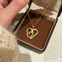 Collier Cœur pour Femme, Collier Délicat à Deux Cœurs en Moissanite, Argent S925, Bijou Cœur d'Amour, Cadeau pour Mère, Épouse
