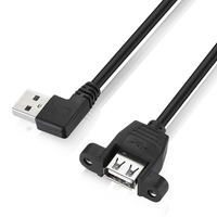 Bochara 90 grados a izquierda USB 2,0 Cable de extensión macho a hembra con montaje en panel de tornillo 24AWG + 28AWG 30cm 50cm 1m