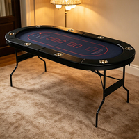 Table de poker pliante ovale S.Q.F Texas pour 8 joueurs, design Racetrack avec porte-gobelets, cadre métallique pour salle de jeux à domicile ou fête