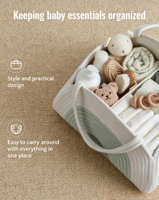 Organisateur de couches pour bébé, panier de rangement portable pour la crèche avec compartiments modulables, paniers en corde tressée 100% coton