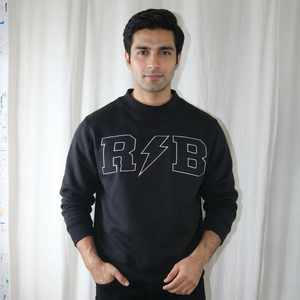 Sweat-shirt à capuche noir RB, fermeture éclair, sur mesure, 100% coton, hiver, séchage rapide et respirant, fils fins - Product Image 1