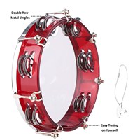 8-inch Tambourine Handbell Hand Drum with Double Row Jingles Percussion Instrument