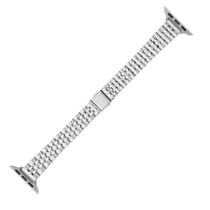 Bracelet de montre en titane pour smartwatch, fermoir à double bouton pliable, bracelet à maillons argentés, respirant, élastique, accessoire de mode - Product Image 3