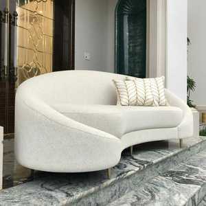 Modern Curved Acacia Fabric Two Seat <b>Sofa</b> Bed Luxury <b>Wood</b> <b>Frame</b> for Living Room Hotel Villa Furniture Sale - Product Image 1