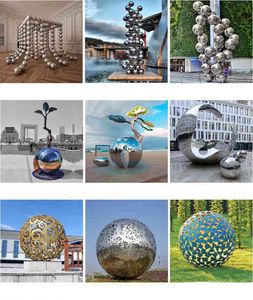 Sculpture en boule d'acier inoxydable <span class=keywords><strong>de</strong></span> paysage extérieur personnalisé - Product Image 4