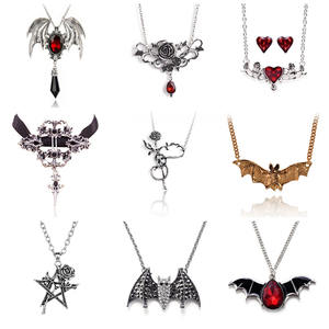 2020 Vintage Ali di Pipistrello Viola Della Pietra Preziosa Intarsiato Collana di Halloween Victoria Della Collana Vampiro Gotico - Product Image 5