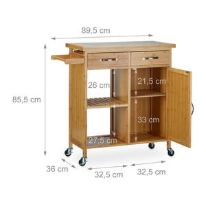 कस्टम बांस रसोई द्वीप और कार्ट भंडारण कार्ट ट्रॉली के साथ संगमरमर काउंटरटॉप और 2 दराज, खुली अलमारियां - Product Image 5